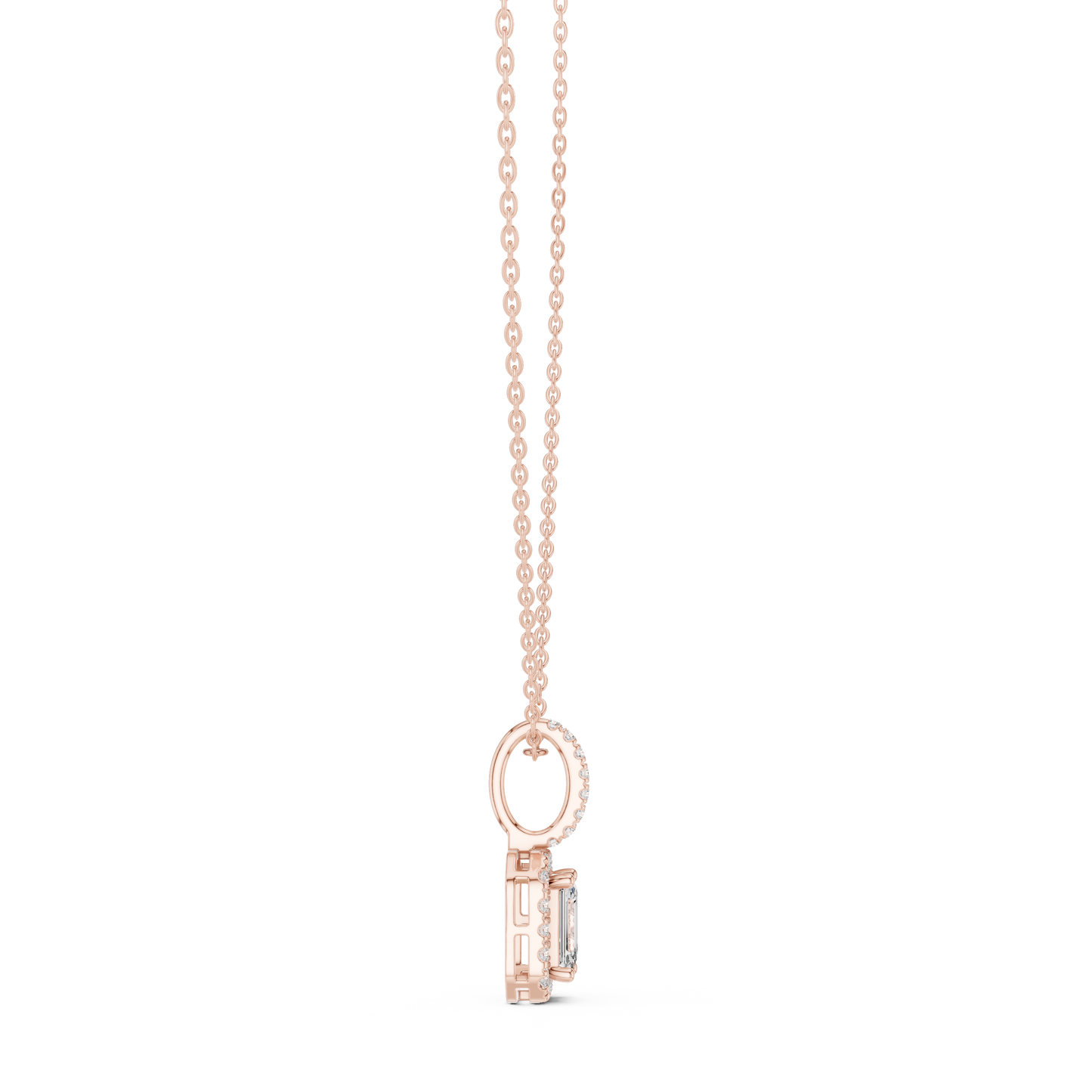Emerald-Cut Pavé Drop Pendant