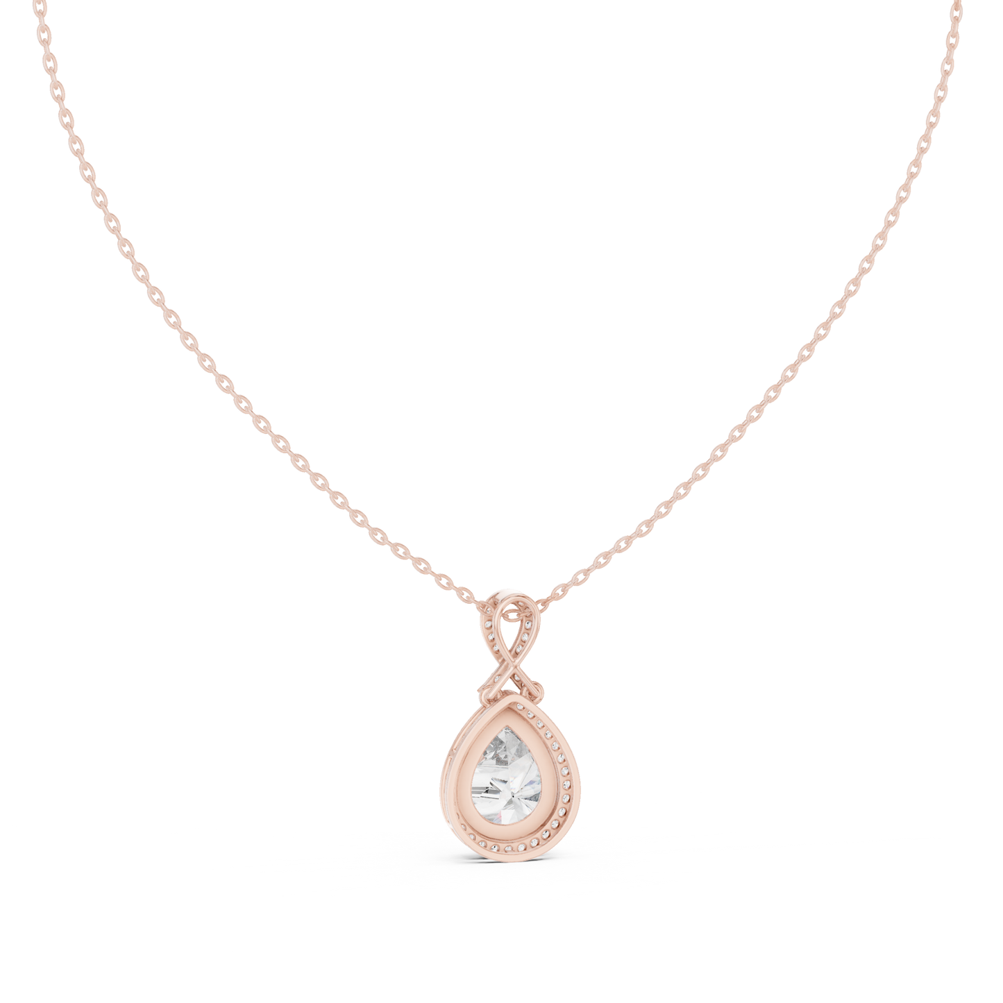 Pear-Shaped Halo Diamond Pendant