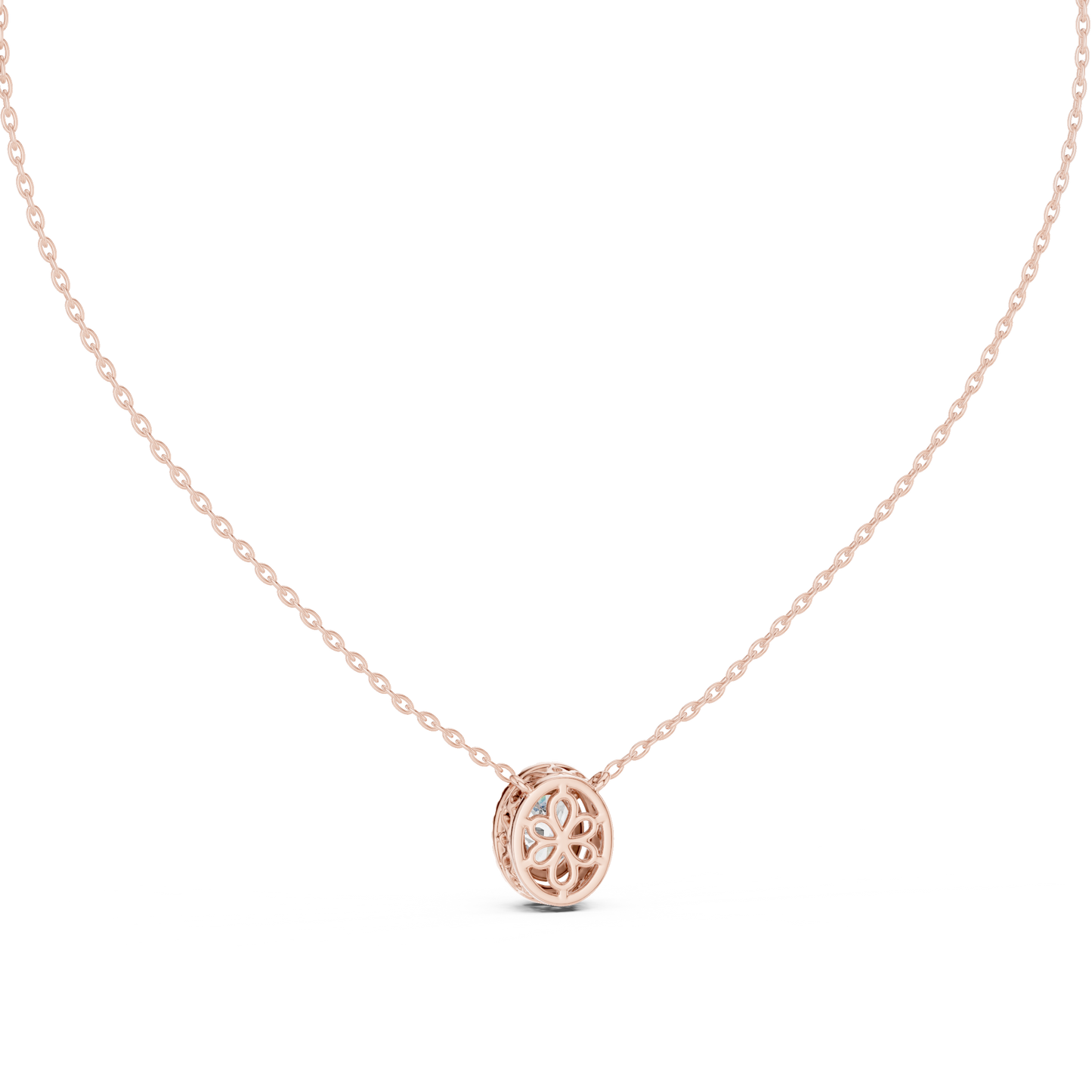 Oval Diamond Halo Pendant Necklace