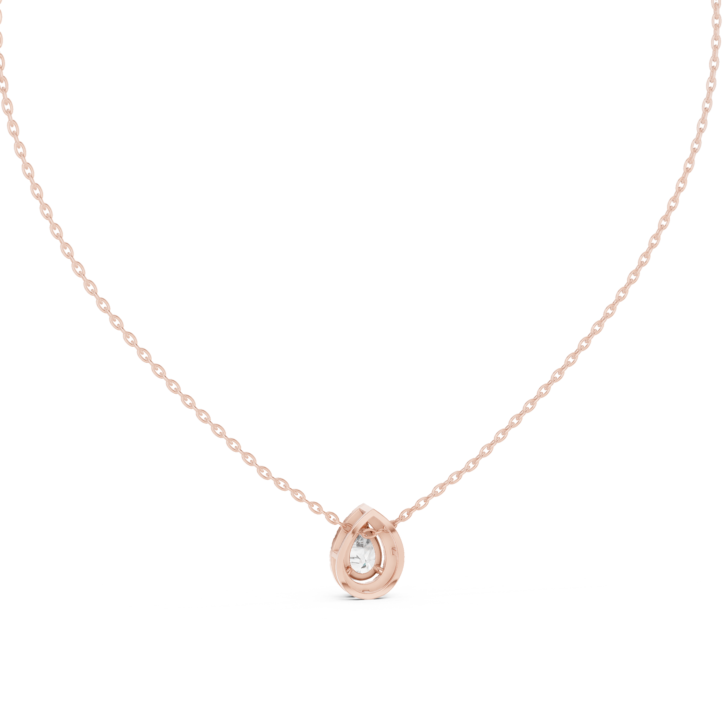 Pear-Shaped Diamond Halo Solitaire Pendant Necklace