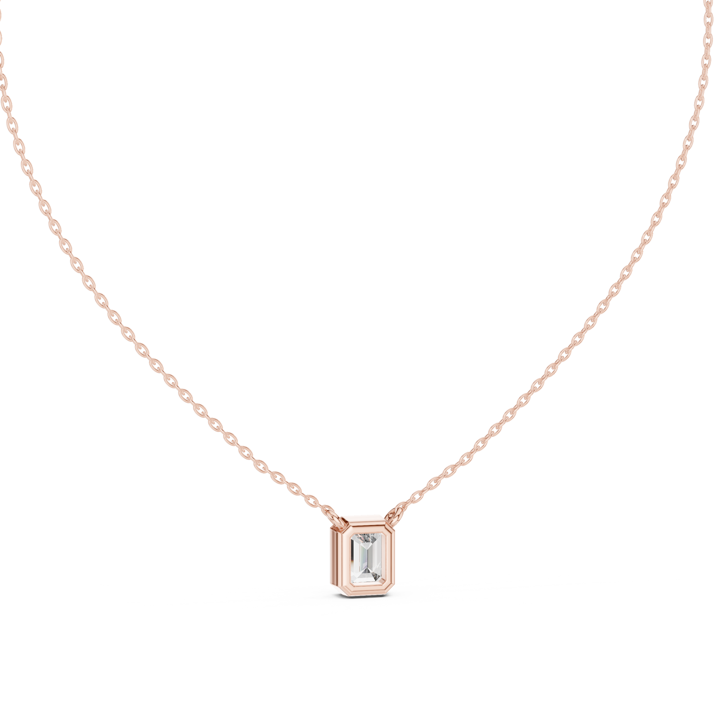 Emerald-Cut Solitaire Diamond Pendant Necklace