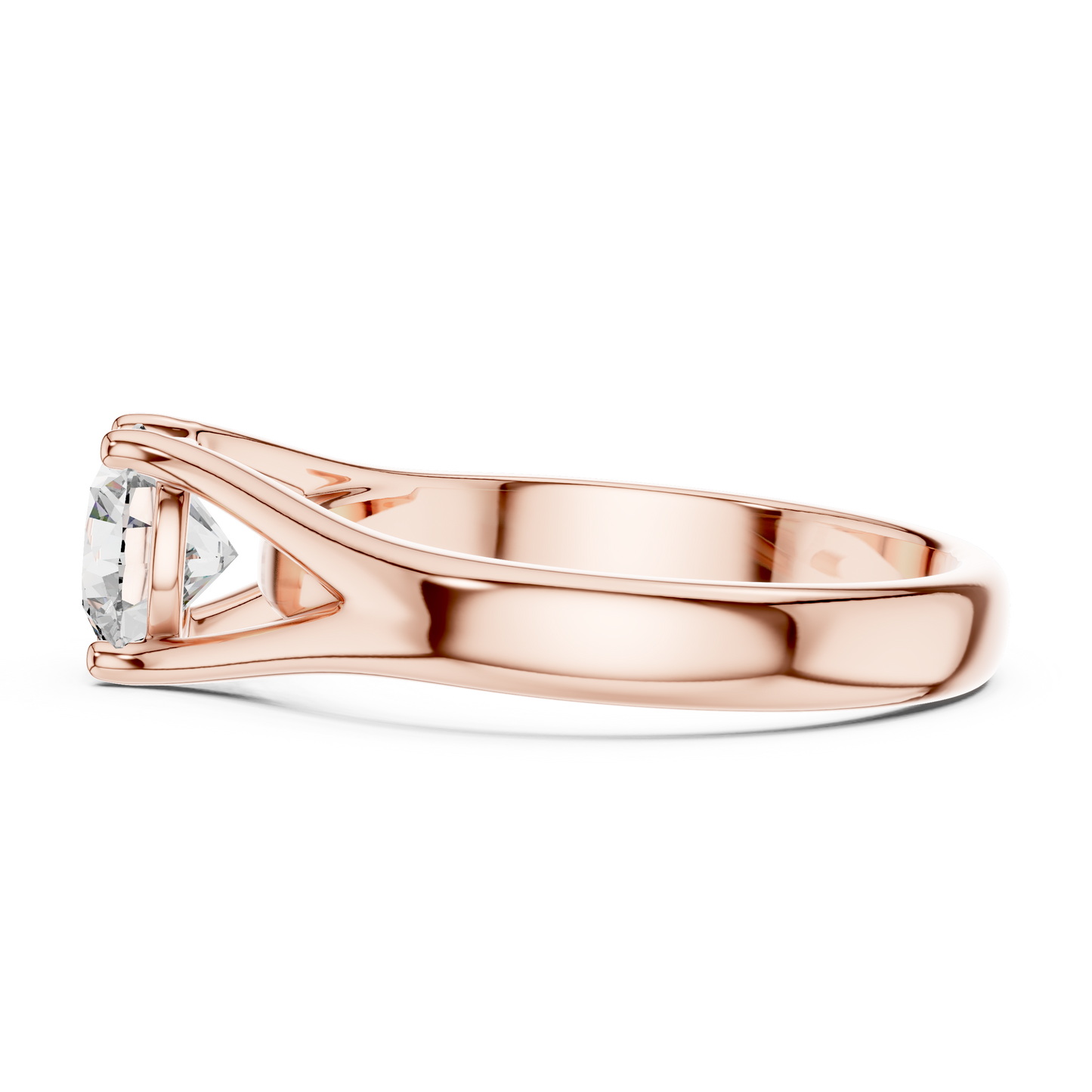Modern Split-Shoulder Solitaire Diamond Ring