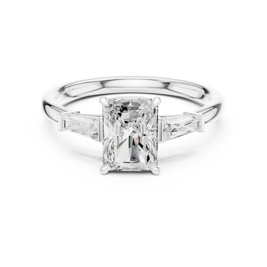Majestic radiant three stone diamond ring in white gold with lab-grown diamonds – Australia