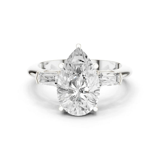 Lattice Pear Diamond Three-Stone Ring