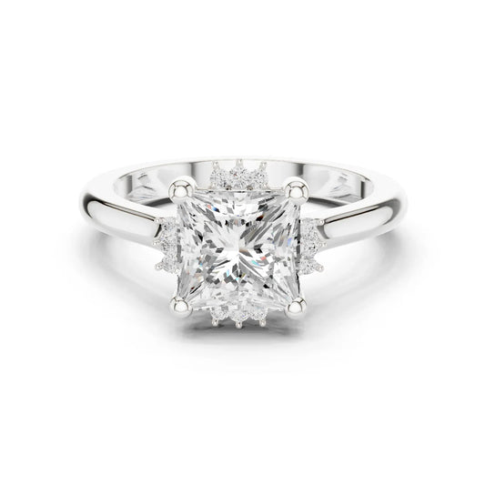 Princess cluster ring in white gold with lab-grown diamond 鈥?Australia