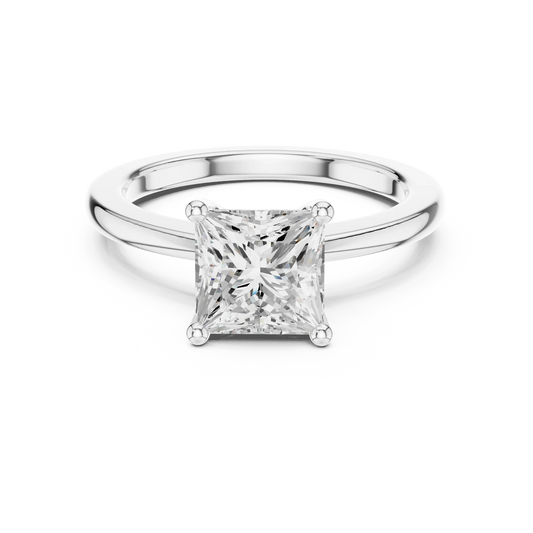 Royal Spark Princess Cut Diamond Ring in White Gold with Princess Cut Diamond