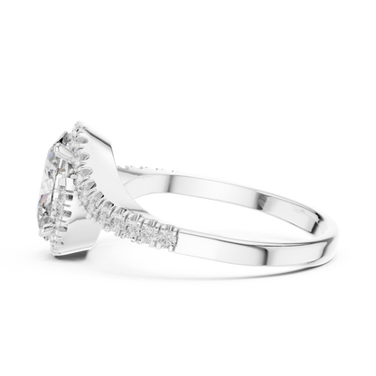 Oval Halo Lab-Grown Diamond Ring with Pav茅 Band