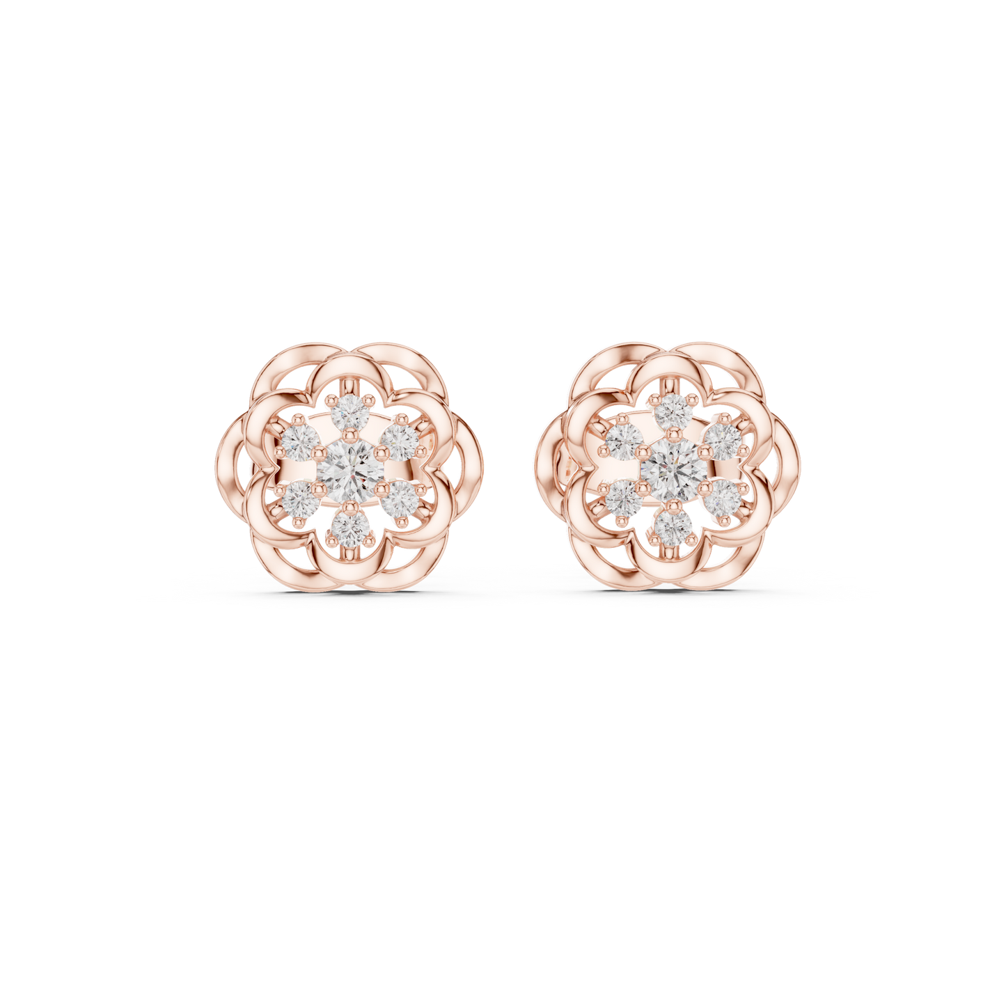 Rose Bloom Lab-Grown Diamond Stud Earrings