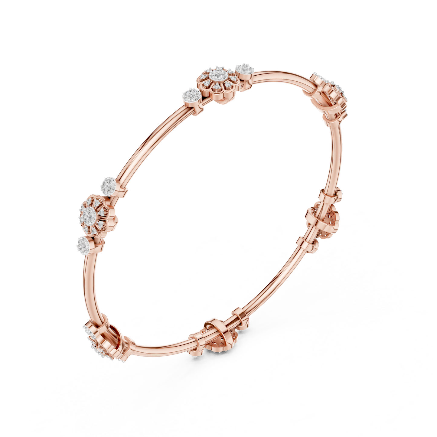 Floral Radiance Lab-Grown Diamond Bangle Bracelet