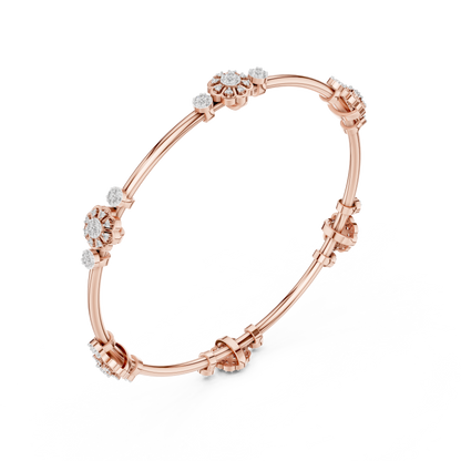 Floral Radiance Lab-Grown Diamond Bangle Bracelet