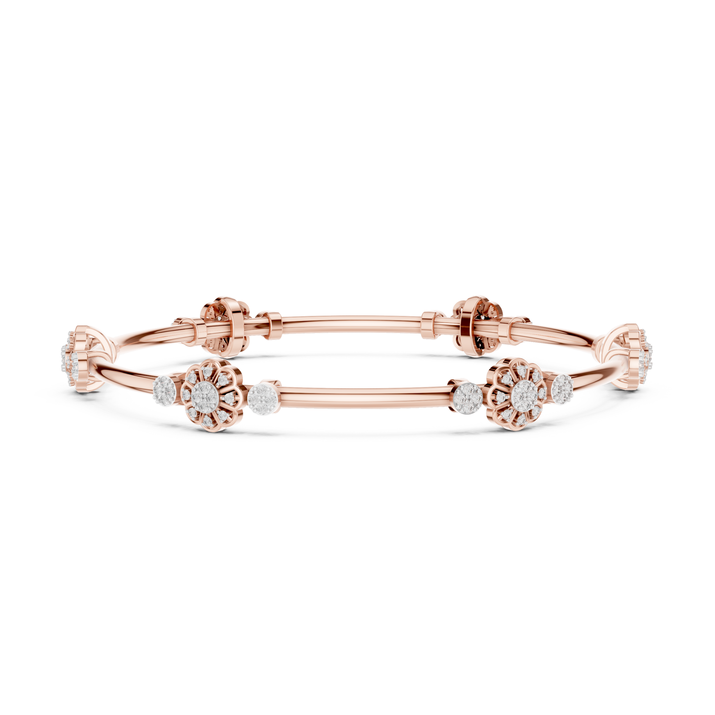 Floral Radiance Lab-Grown Diamond Bangle Bracelet