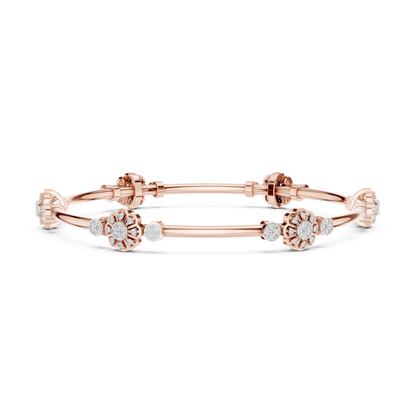 Floral Radiance Lab-Grown Diamond Bangle Bracelet
