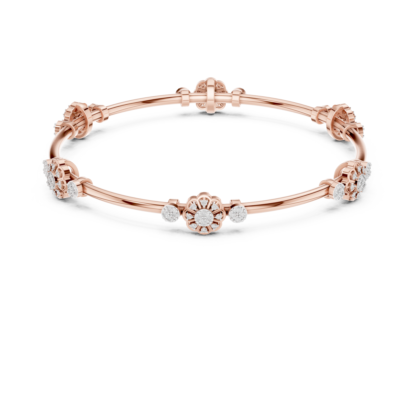 Floral Radiance Lab-Grown Diamond Bangle Bracelet