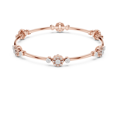 Floral Radiance Lab-Grown Diamond Bangle Bracelet