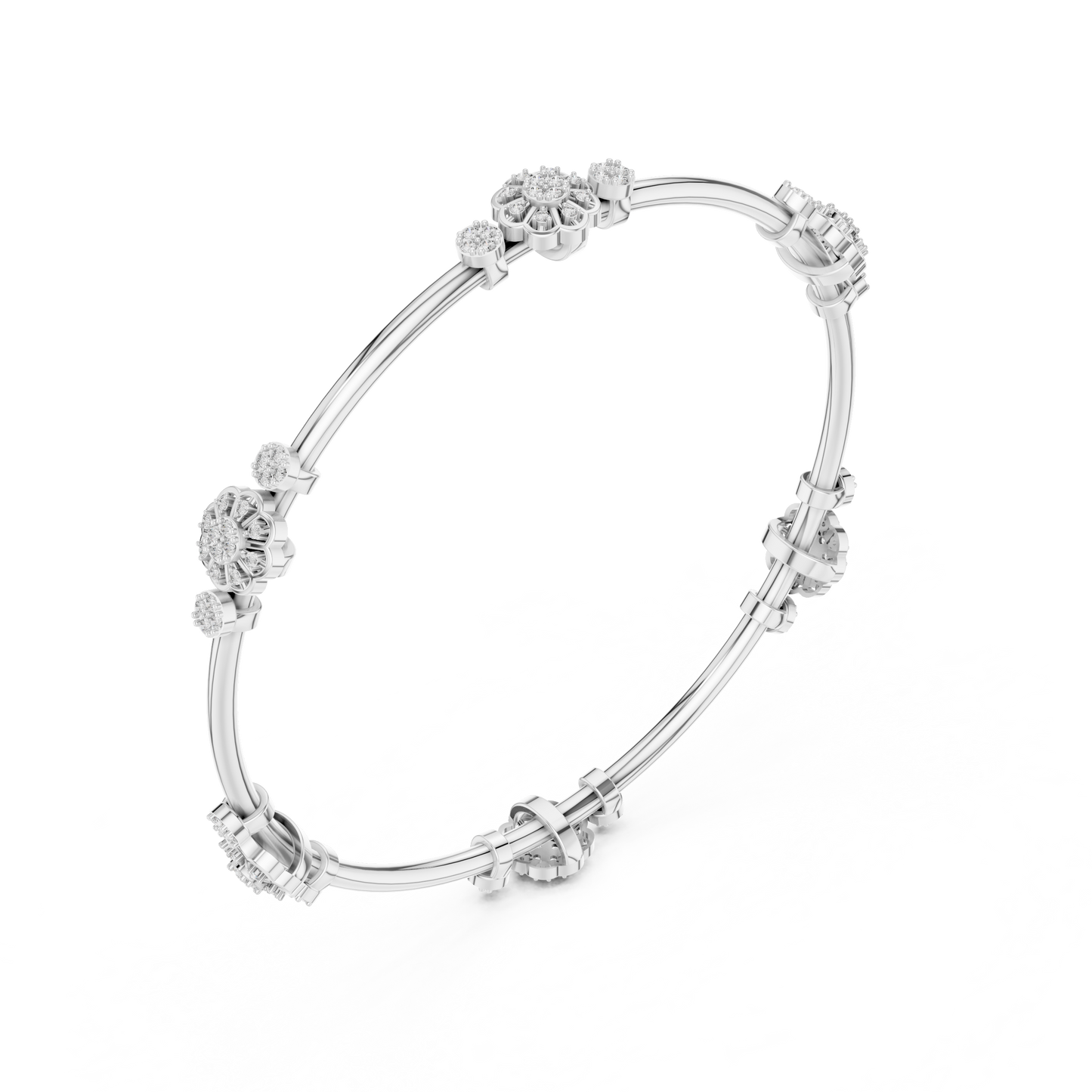 Floral Radiance Lab-Grown Diamond Bangle Bracelet