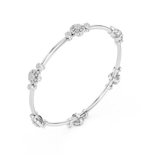 Floral Radiance Lab-Grown Diamond Bangle Bracelet