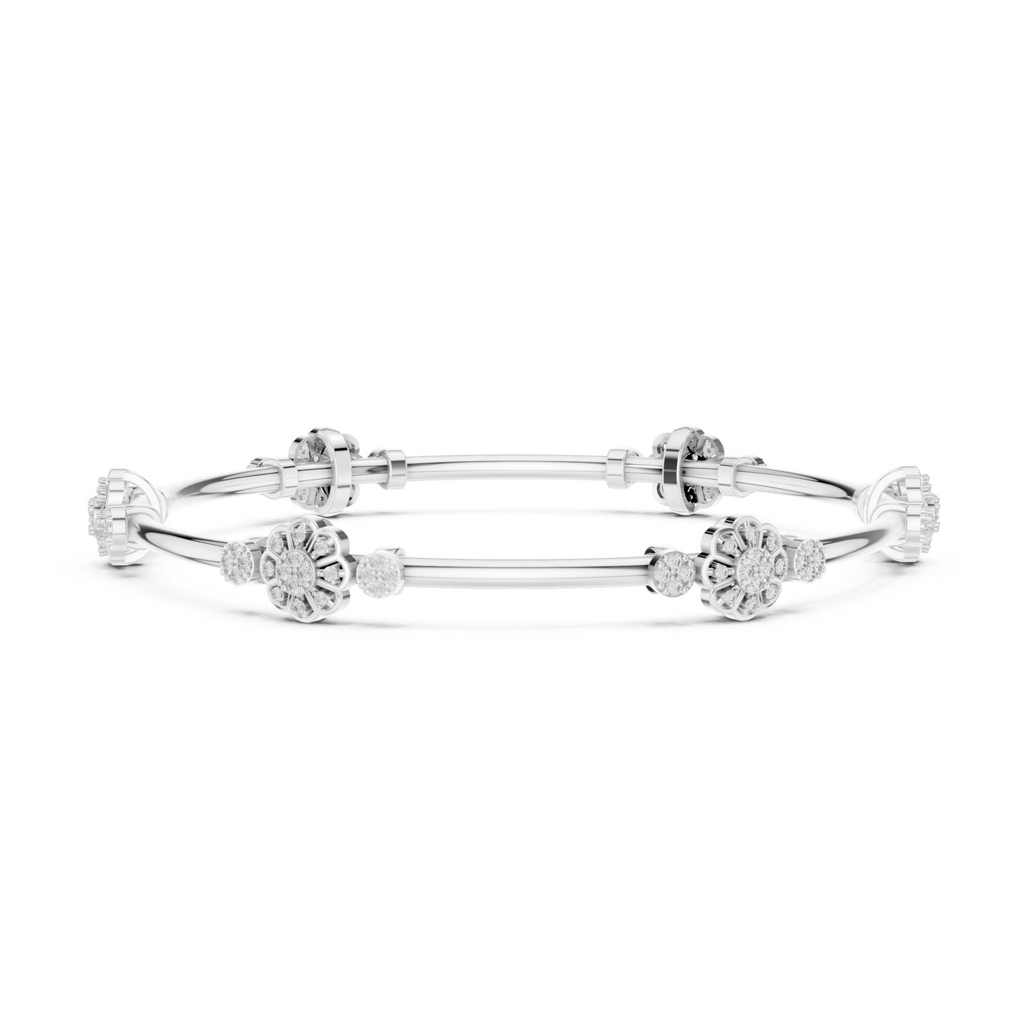 Floral Radiance Lab-Grown Diamond Bangle Bracelet
