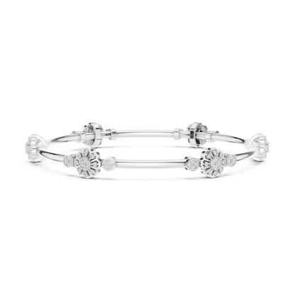 Floral Radiance Lab-Grown Diamond Bangle Bracelet