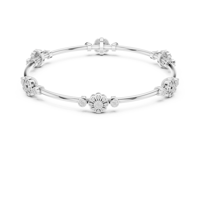 Floral Radiance Lab-Grown Diamond Bangle Bracelet