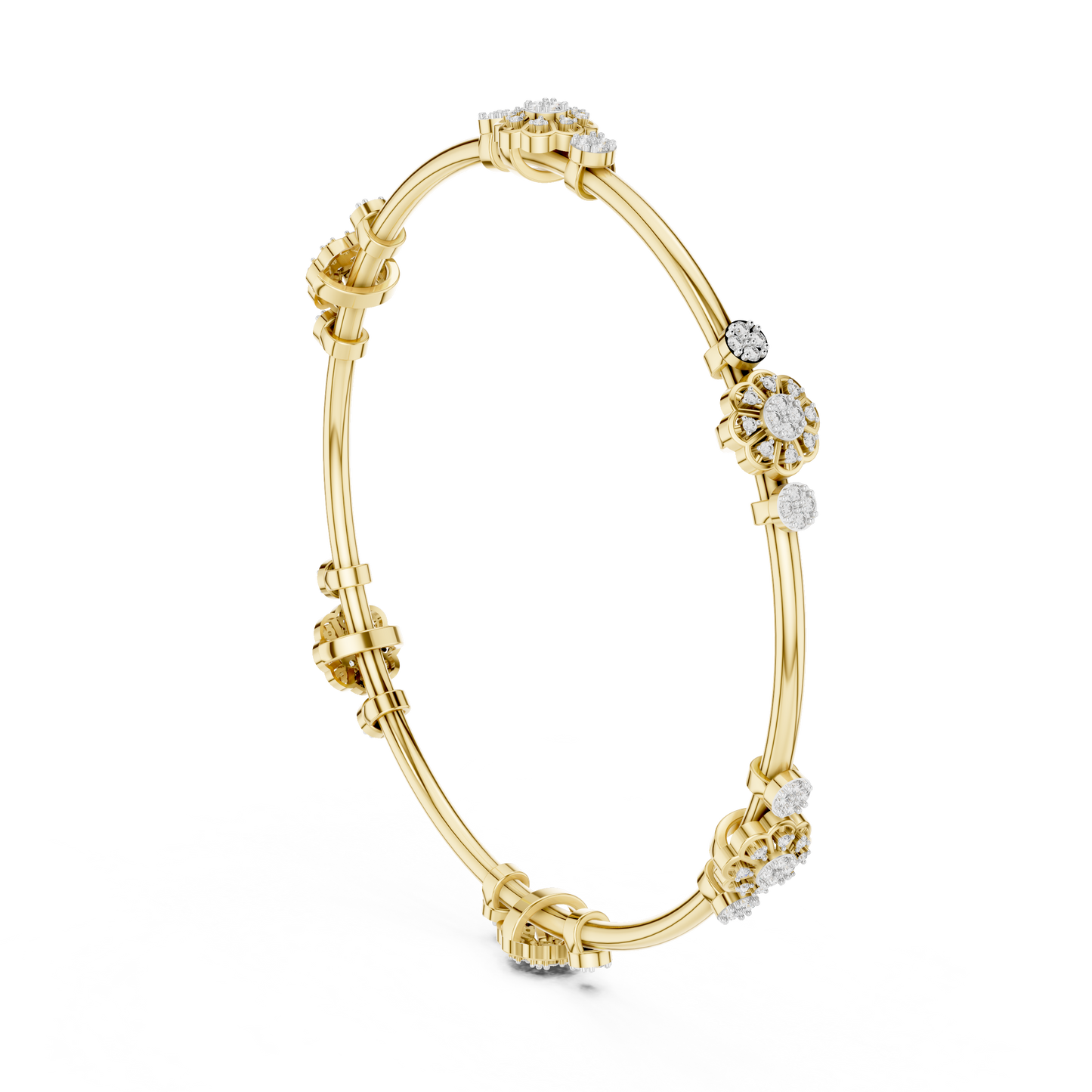 Floral Radiance Lab-Grown Diamond Bangle Bracelet