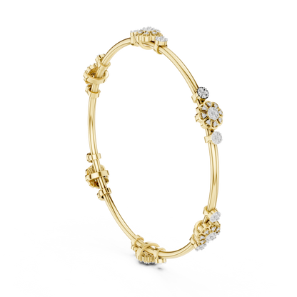 Floral Radiance Lab-Grown Diamond Bangle Bracelet