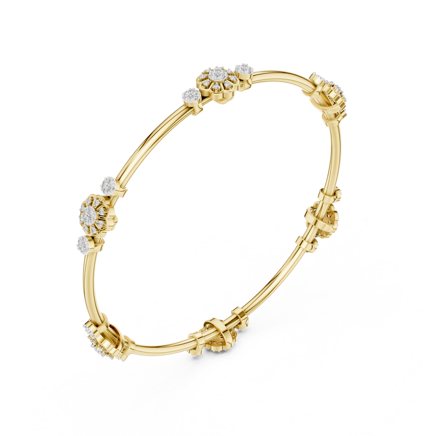 Floral Radiance Lab-Grown Diamond Bangle Bracelet