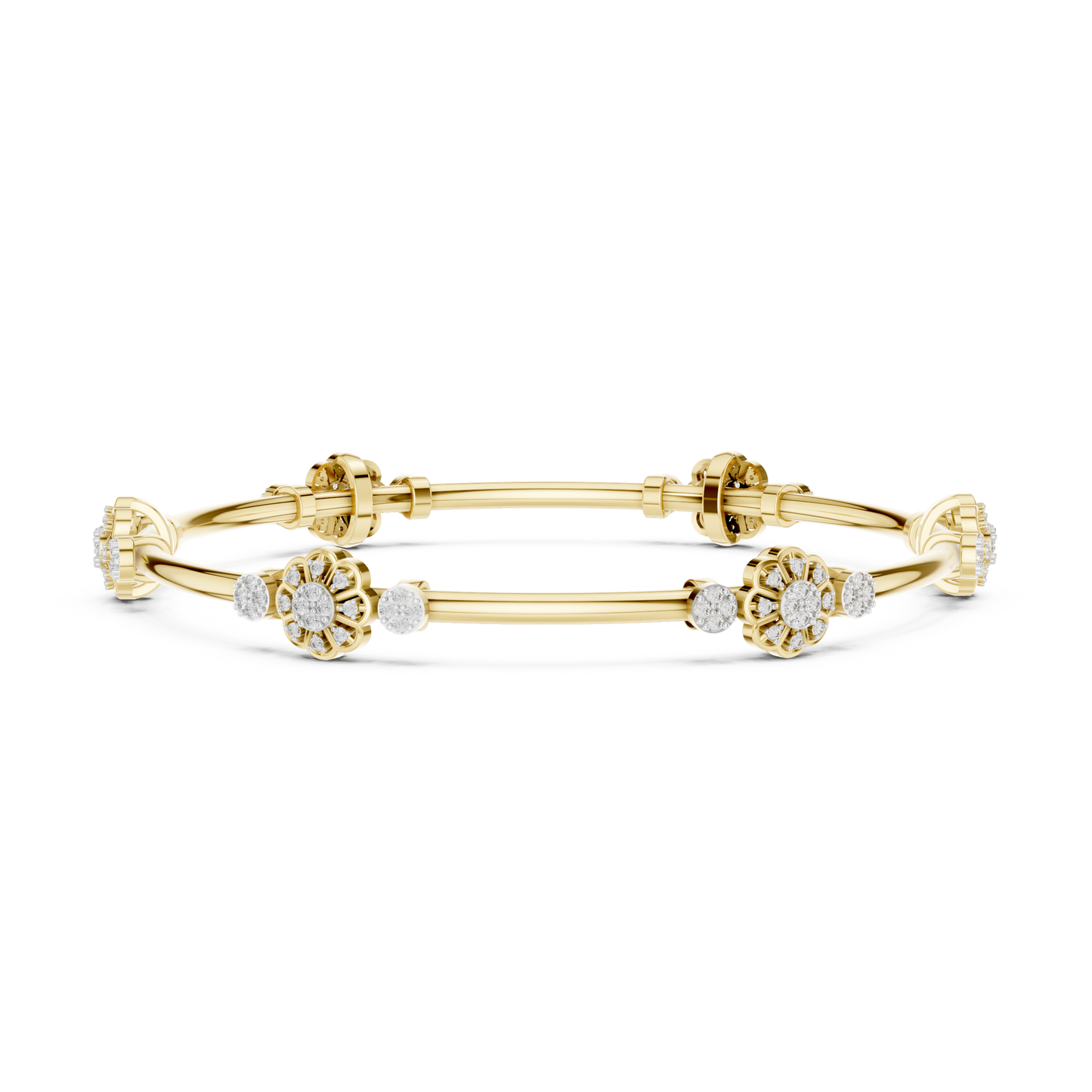 Floral Radiance Lab-Grown Diamond Bangle Bracelet