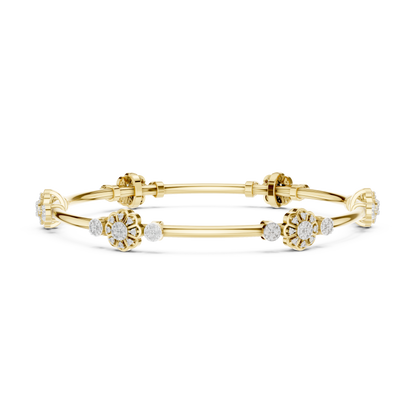 Floral Radiance Lab-Grown Diamond Bangle Bracelet