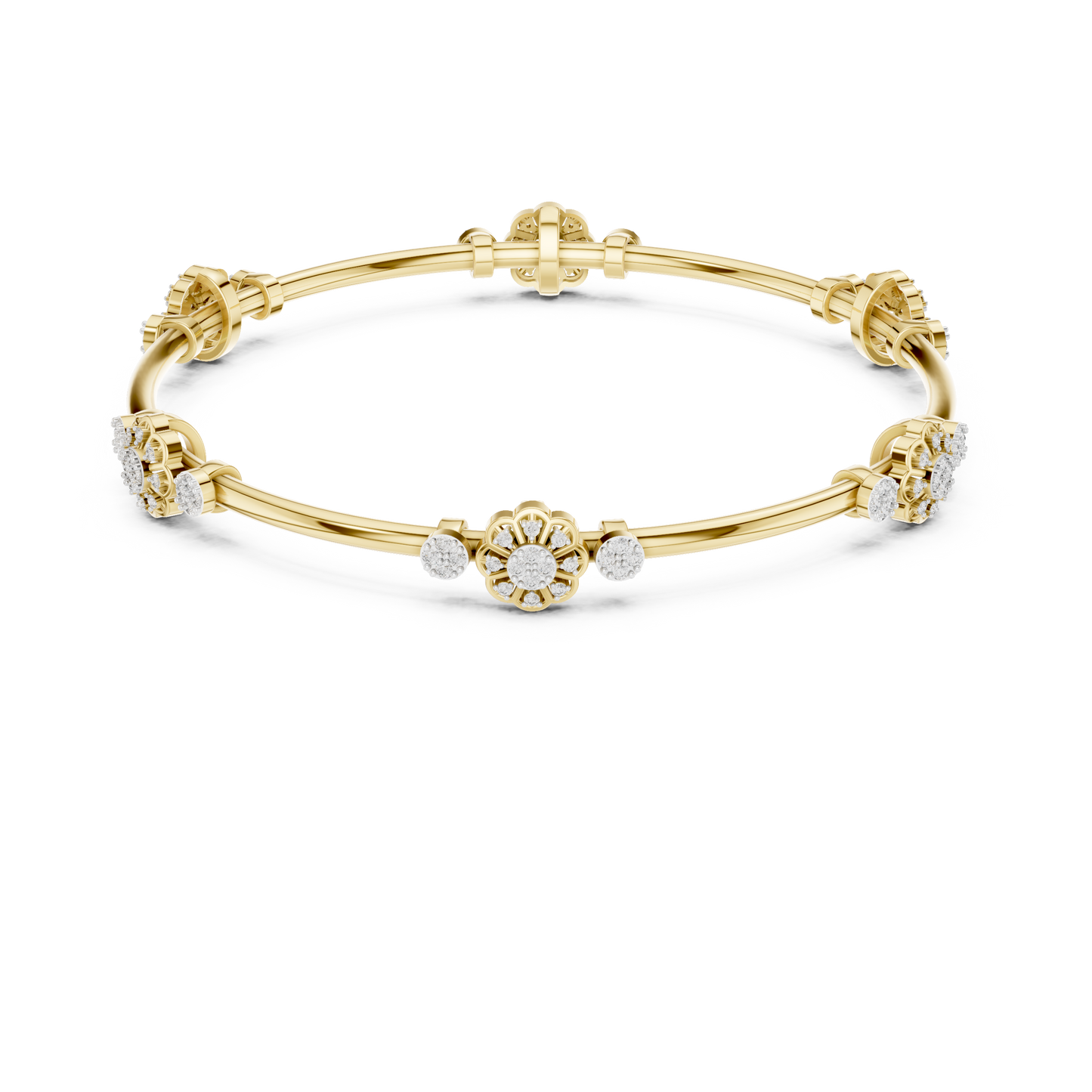 Floral Radiance Lab-Grown Diamond Bangle Bracelet