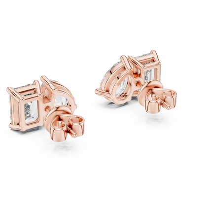 Dual Brilliance Emerald & Pear Lab-Grown Diamond Stud Earrings