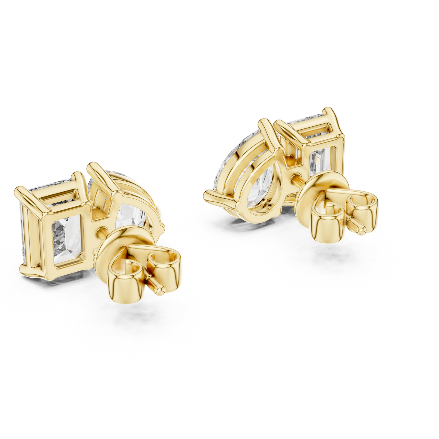 Dual Brilliance Emerald & Pear Lab-Grown Diamond Stud Earrings