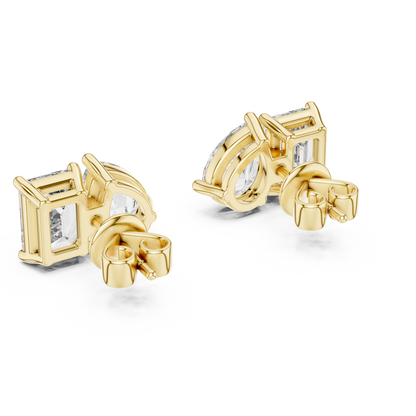 Dual Brilliance Emerald & Pear Lab-Grown Diamond Stud Earrings