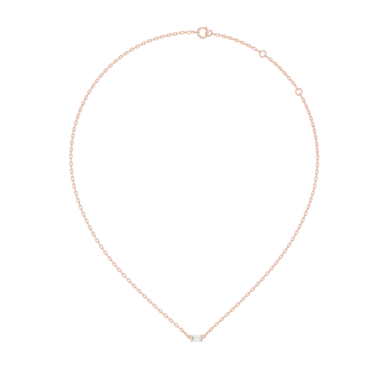 Minimal Gold Chain Necklace with Baguette Pendant