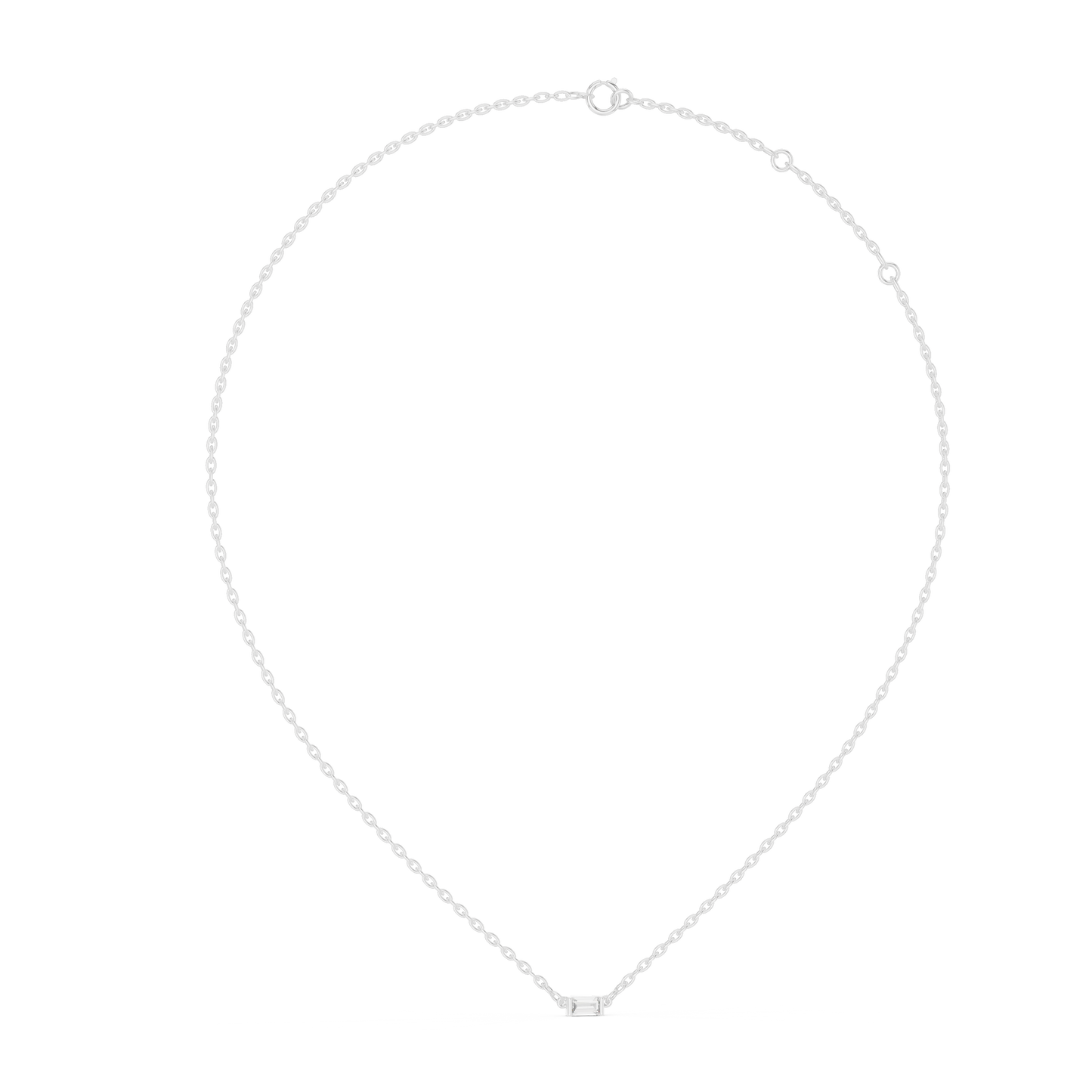 Minimal Gold Chain Necklace with Baguette Pendant