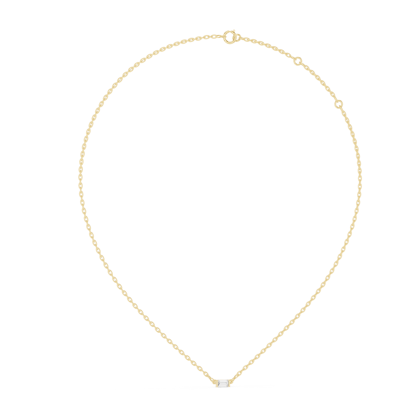 Minimal Gold Chain Necklace with Baguette Pendant