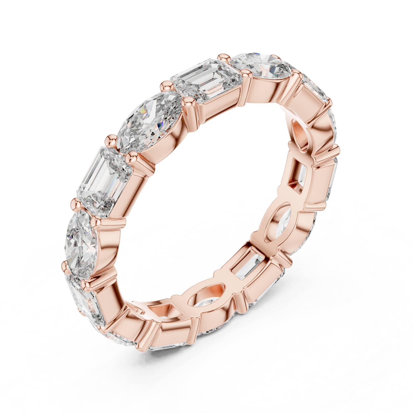 Emerald & Oval Lab-Grown Diamond Eternity Band