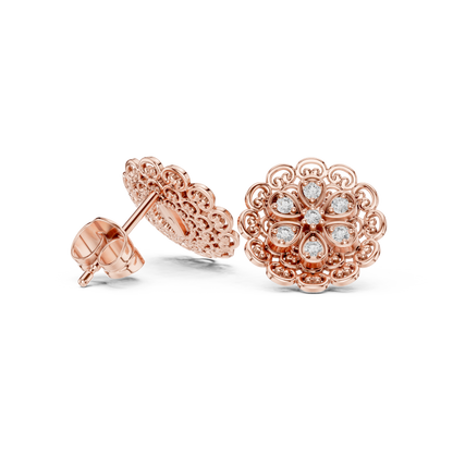 Floral Halo Lab-Grown Diamond Stud Earrings