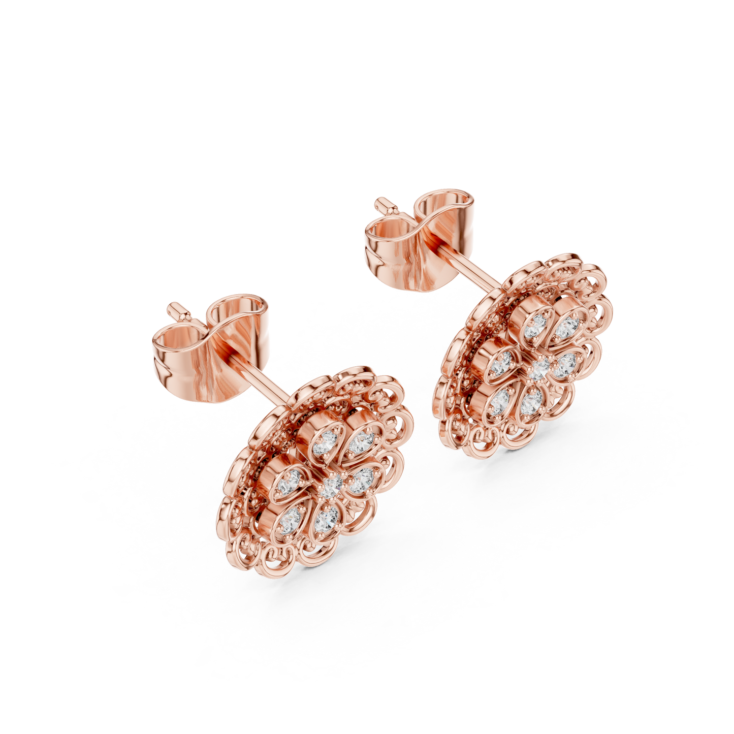 Floral Halo Lab-Grown Diamond Stud Earrings