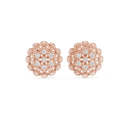 Floral Halo Lab-Grown Diamond Stud Earrings