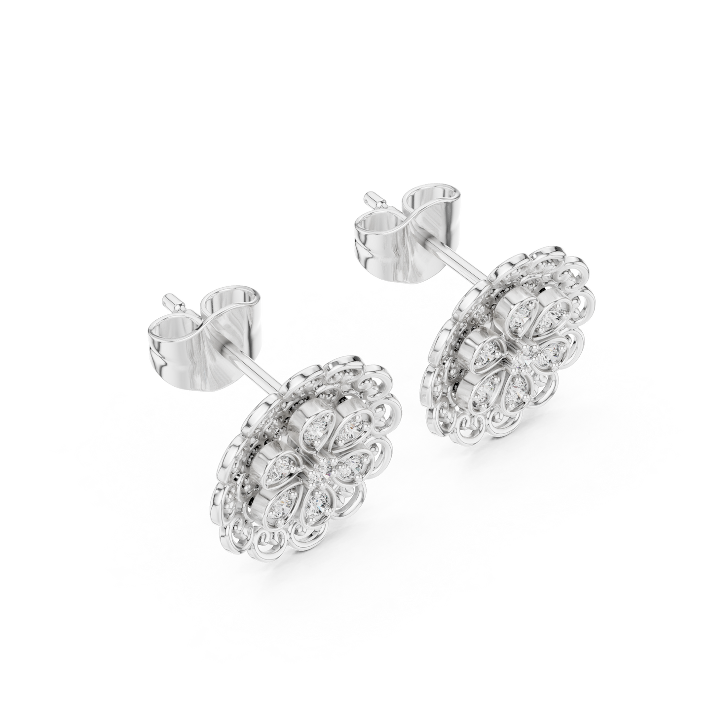 Floral Halo Lab-Grown Diamond Stud Earrings