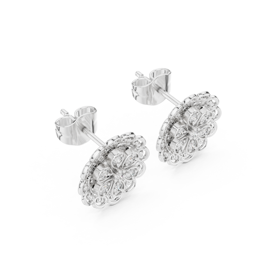 Floral Halo Lab-Grown Diamond Stud Earrings