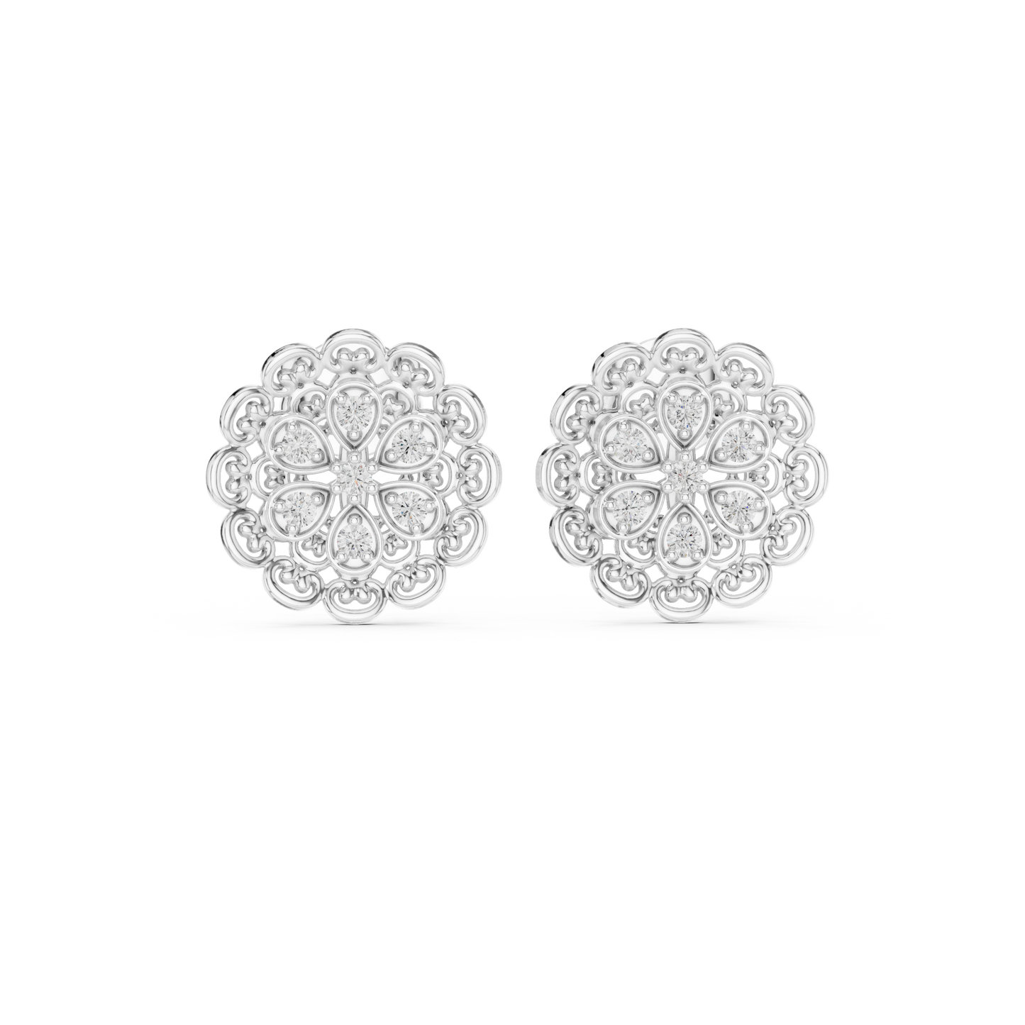 Floral Halo Lab-Grown Diamond Stud Earrings