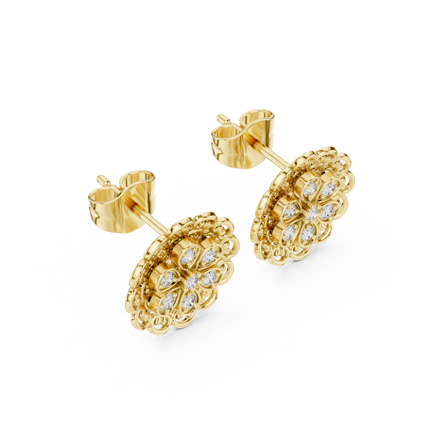 Floral Halo Lab-Grown Diamond Stud Earrings