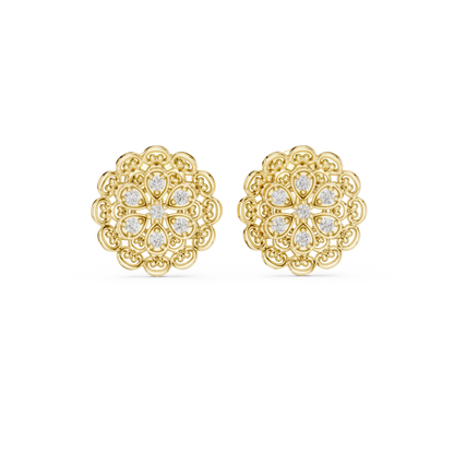 Floral Halo Lab-Grown Diamond Stud Earrings