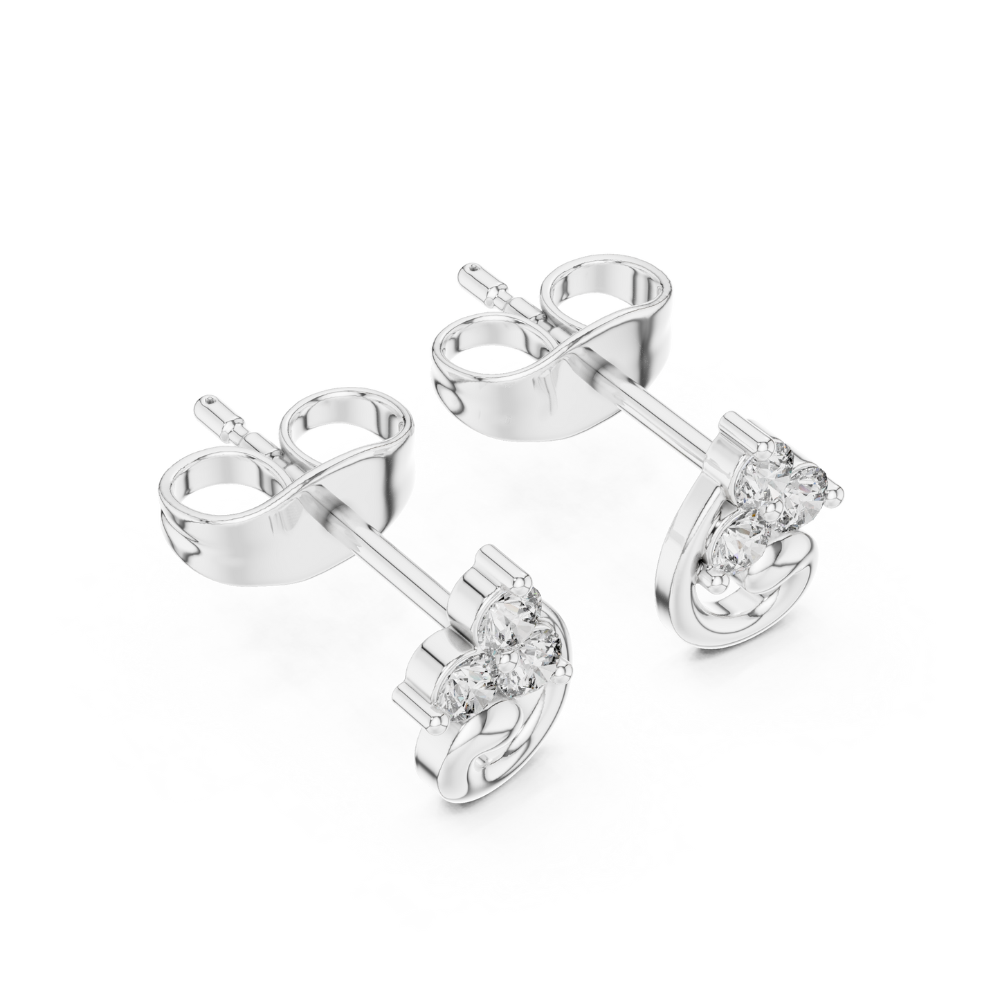 Trinity Swirl Lab-Grown Diamond Stud Earrings
