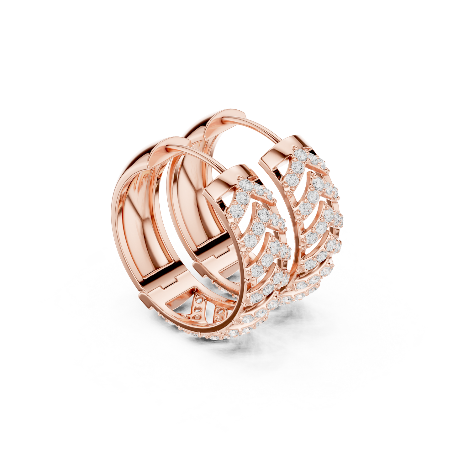Golden Chevron Luxe Lab-Grown Diamond Hoop Earrings