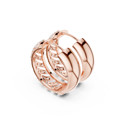 Golden Chevron Luxe Lab-Grown Diamond Hoop Earrings