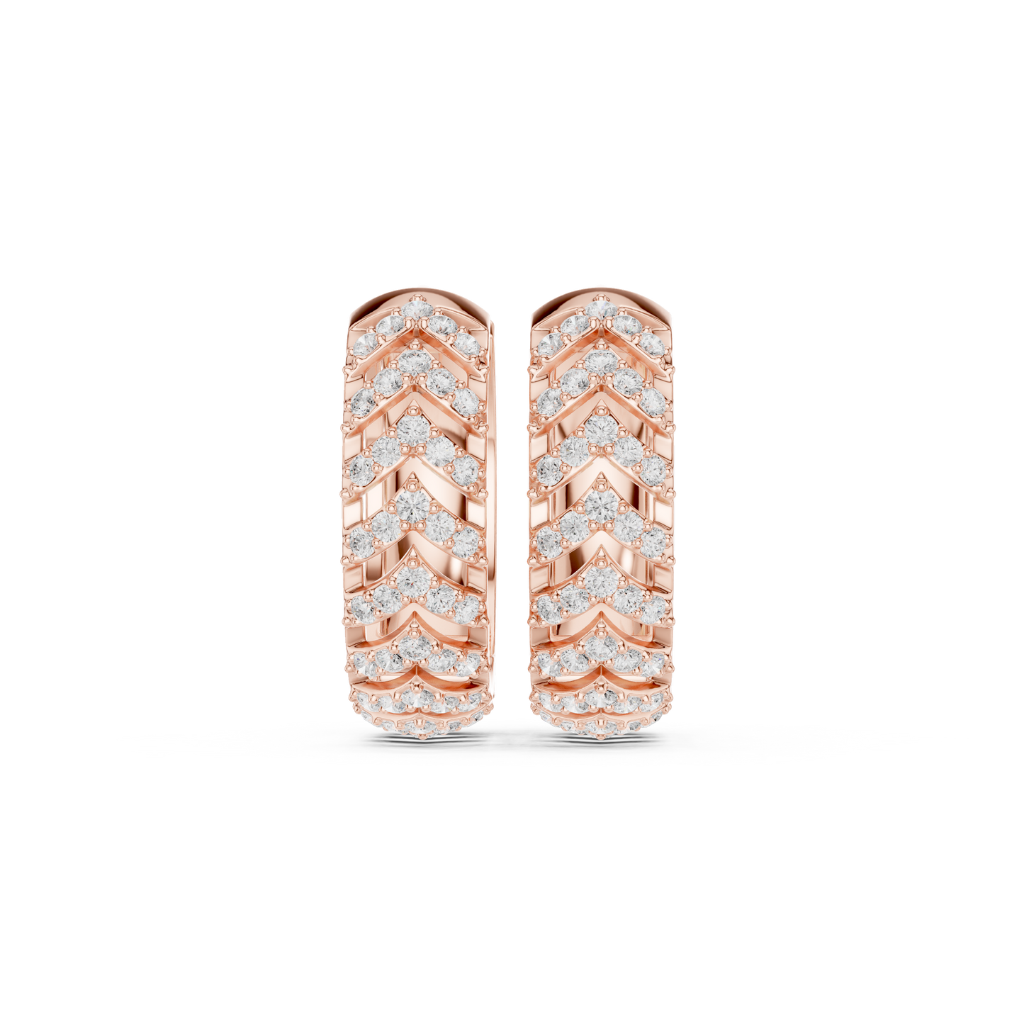 Golden Chevron Luxe Lab-Grown Diamond Hoop Earrings