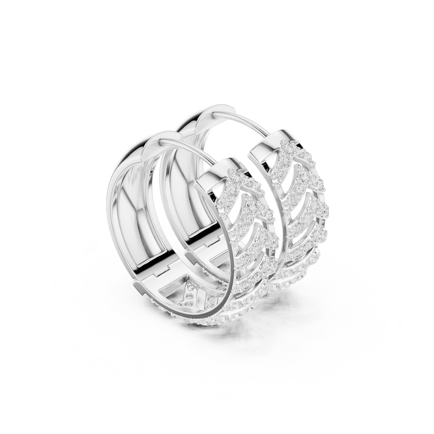 Golden Chevron Luxe Lab-Grown Diamond Hoop Earrings