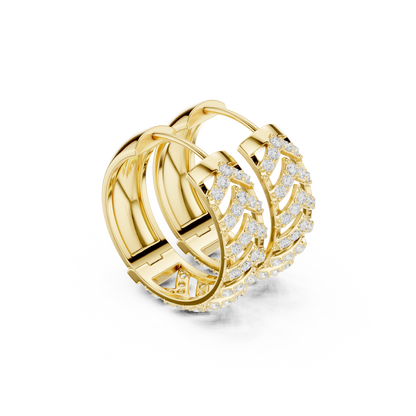 Golden Chevron Luxe Lab-Grown Diamond Hoop Earrings